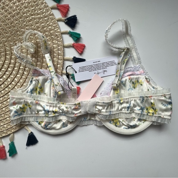 For Love And Lemons Charlotte Bra White Floral Large NEW - Picture 7 of 8